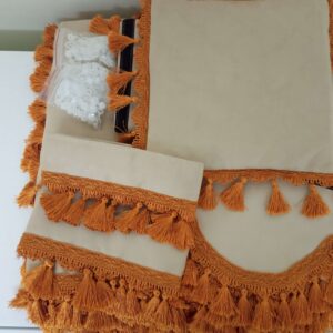 Cortinas Clássicas Bege com Laranja