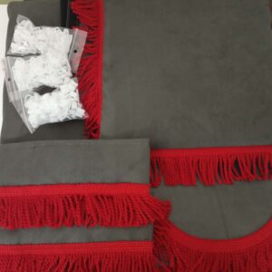 Cortinas Clássicas Cinza com Vermelho