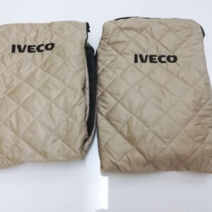 Conjunto 2 Capas de Banco em Tecido Preto/Bege