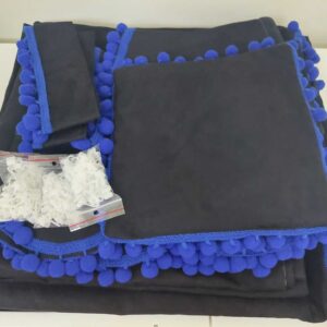 Cortinas Clássicas Preto com Bolas Azuis